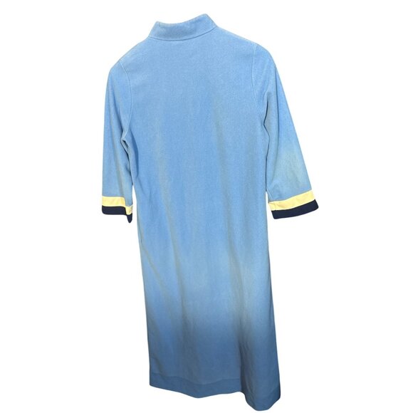 Vintage Vanity Fair Blue & Cream Robe With Front Zipper - Picture 4 of 5